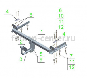 Фаркоп Avtos для KIA SPECTRA 1998-2011. Артикул KI14