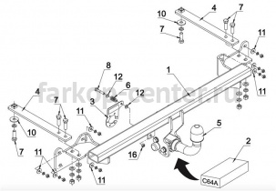 Фаркоп Auto-Hak для FORD TOURNEO CONNECT  2014-2019г. Артикул C 64A