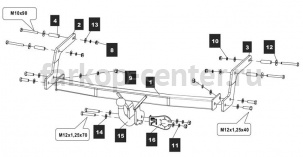 Фаркоп Baltex для RENAULT SANDERO STEPWAY 2014-2019г. Артикул 18.2982.12