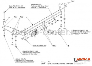 Фаркоп Imiola для TOYOTA AVENSIS 1997-2003. Артикул T-001