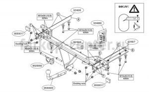 Фаркоп Brink для SUBARU OUTBACK 2009-2014. Артикул 524600