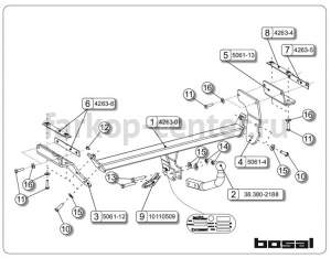 Фаркоп Bosal для NISSAN QASHQAI J11 2014-2019г. Артикул 042-631