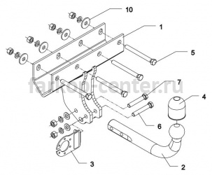 Фаркоп Auto-Hak для JEEP WRANGLER JK 2007-2018. Артикул JP 09