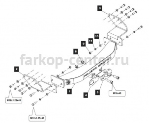 Фаркоп Baltex для MITSUBISHI PAJERO SPORT 2008-2016. Артикул MP-10-2aNM