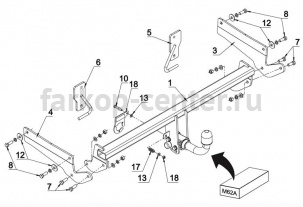 Фаркоп Auto-Hak для MAZDA 6 2013-2019г. Артикул M 62A