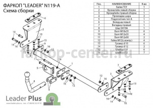 Фаркоп Лидер Плюс для NISSAN TIIDA 2007-2014. Артикул N119-A