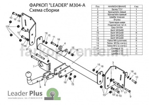 Фаркоп Лидер Плюс для MAZDA 5 200-2010. Артикул M304-A