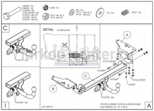 Фаркоп Galia для TOYOTA AVENSIS 2009-2019г. Артикул T059A