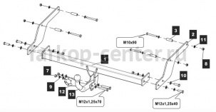 Фаркоп Baltex для NISSAN ALMERA G15 2013-2019г. Артикул 15.3041.12