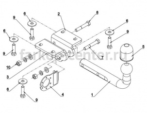 Фаркоп Auto-Hak для VOLKSWAGEN AMAROK 2010-2019г. Артикул K 55