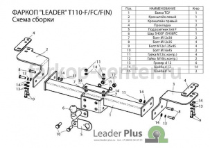 Фаркоп Лидер Плюс для TOYOTA LAND CRUISER 200 2007-2019г. Артикул T110-F(N)