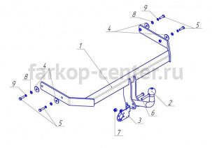 Фаркоп Avtos для VOLKSWAGEN POLO 5 хэтчбек 2009-2019г. Артикул VW27