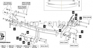 Фаркоп Baltex для KIA SORENTO 2012-2019г. Артикул 11.3877.12
