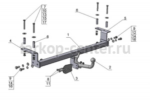 Фаркоп Avtos для NISSAN QASHQAI J10 2006-2014. Артикул NS13
