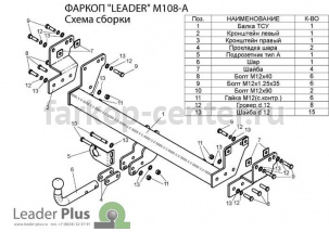 Фаркоп Лидер Плюс для MITSUBISHI PAJERO PININ 1999-2006. Артикул M108-A