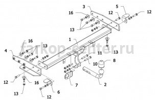 Фаркоп Auto-Hak для JEEP GRAND CHEROKEE WK2 2010-2019г. Артикул JP 10