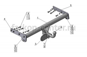 Фаркоп Avtos для FORD S-MAX 2006-2015. Артикул FD15