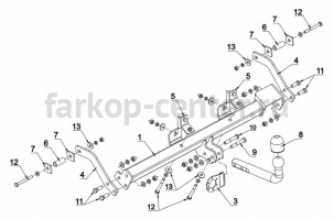 Фаркоп Auto-Hak для RENAULT KANGOO 1998-2008. Артикул G 27