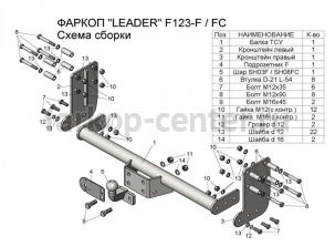 Фаркоп Лидер Плюс для FORD TRANSIT 2014-2019г. Артикул F123-F
