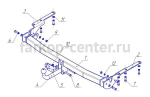 Фаркоп Avtos для TOYOTA RAV4 2006-2013. Артикул TY22