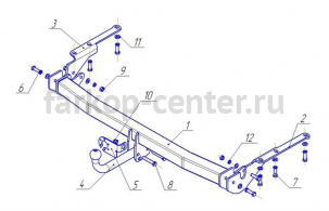 Фаркоп Avtos для TOYOTA RAV4 2006-2013. Артикул TY22