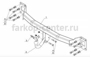 Фаркоп Avtos для VOLKSWAGEN TOUAREG 2002-2010. Артикул AU05
