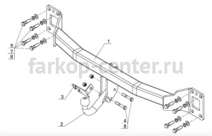 Фаркоп Avtos для VOLKSWAGEN TOUAREG 2002-2010. Артикул AU05