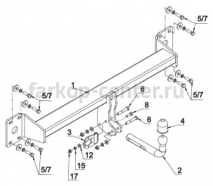 Фаркоп Auto-Hak для VOLKSWAGEN TOUAREG 2002-2010. Артикул K 46