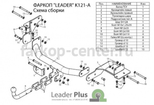 Фаркоп Лидер Плюс для KIA SORENTO PRIME 2015-2019г. Артикул K121-A