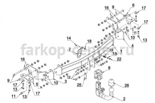 Фаркоп Auto-Hak для HYUNDAI SANTA FE  2012-2019г. Артикул J 68V