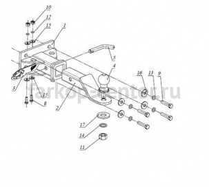Фаркоп ДЗК для TOYOTA HILUX 2005-2015. Артикул RA572