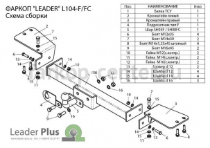 Фаркоп Лидер Плюс для TOYOTA LAND CRUISER 100 1998-2007. Артикул L104-F(N)