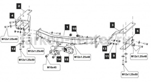 Фаркоп Baltex для TOYOTA HIGHLANDER 2014-2019г. Артикул 24.2553.05