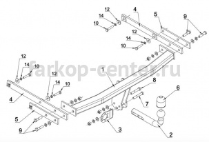 Фаркоп Auto-Hak для RENAULT LATITUDE 2010-2019г. Артикул G 69