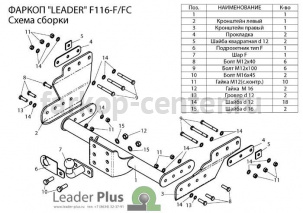 Фаркоп Лидер Плюс для FORD TRANSIT 2000-2014. Артикул F116-F