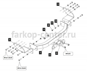 Фаркоп Baltex для MITSUBISHI PAJERO SPORT 2008-2016. Артикул MP-10-2