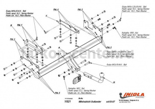 Фаркоп Imiola для MITSUBISHI OUTLANDER 2003-2007. Артикул Y-021