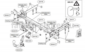 Фаркоп Brink для SUBARU OUTBACK 2009-2014. Артикул 524700