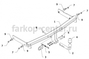 Фаркоп Auto-Hak для VOLKSWAGEN PASSAT B7 2010-2015. Артикул K 57
