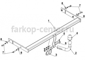 Фаркоп Auto-Hak для VOLKSWAGEN GOLF 7 2013-2019г. Артикул K 58