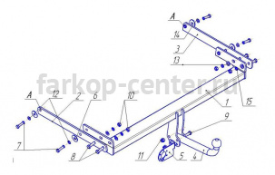 Фаркоп Avtos для FORD KUGA 2008-2013. Артикул FD22