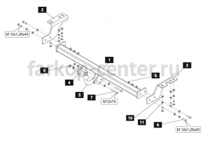 Фаркоп Baltex для TOYOTA HIACE 2005-2019г. Артикул 24.1931.12