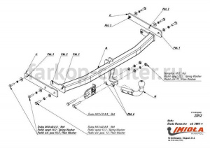 Фаркоп Imiola для SKODA ROOMSTER 2006-2015. Артикул Z-012