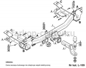 Фаркоп Steinhof для LAND ROVER RANGE ROVER 2002-2012. Артикул L-109