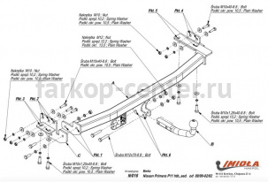 Фаркоп Imiola для NISSAN PRIMERA P11/W11 1995-2002. Артикул N-016