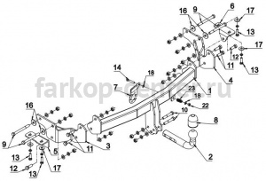 Фаркоп Auto-Hak для HYUNDAI SANTA FE  2012-2019г. Артикул J 68