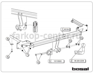 Фаркоп Bosal для FORD TOURNEO CONNECT  2014-2019г. Артикул 040-161