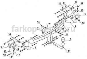 Фаркоп Auto-Hak для HYUNDAI SANTA FE  2012-2019г. Артикул J 68