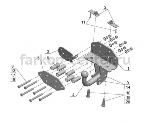 Фаркоп Avtos для TOYOTA LAND CRUISER 200 2007-2019г. Артикул TY19