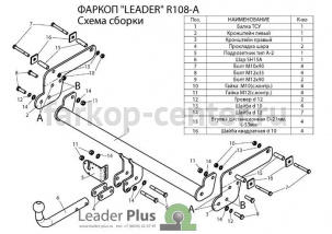 Фаркоп Лидер Плюс для RENAULT DUSTER 2010-2015. Артикул R108-A